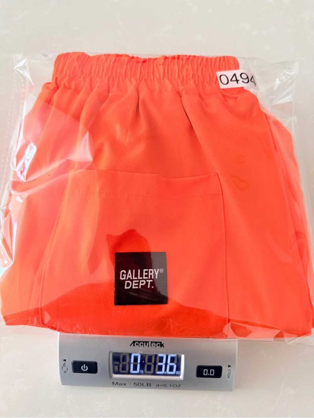 Gallery Dept. Swim Shorts Mens Large Orange Mesh Lined Elastic Waist Logo Trunks